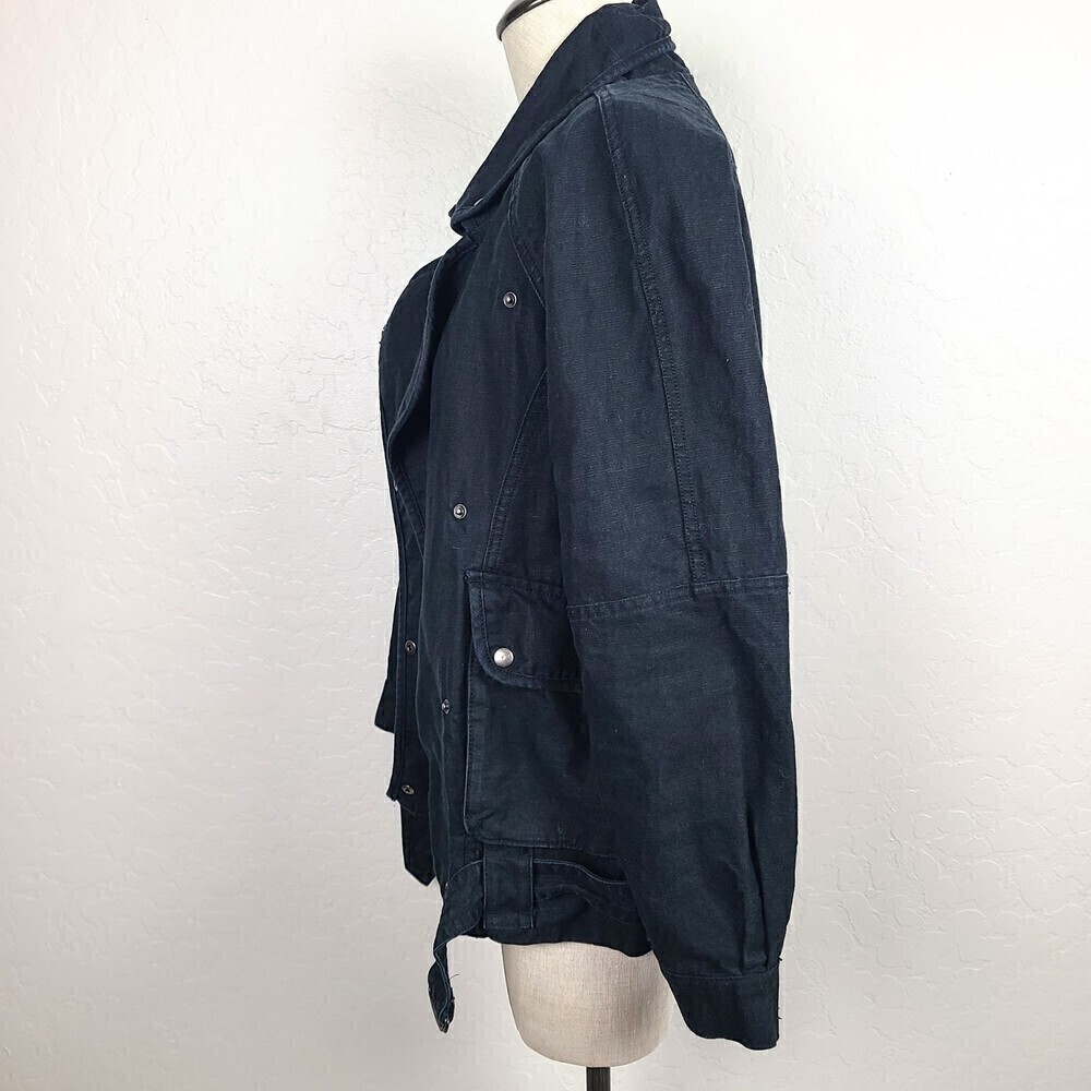 Wilfred Free Moto Jacket XS Black Linen Blend Canvas Snap-Front Utility … - Picture 4 of 9